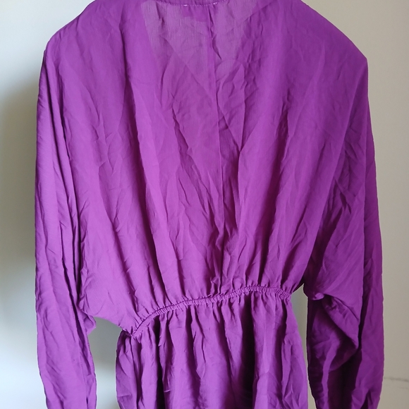 Andree Faux Wrap Top Purple Peplum Size 1X - Picture 8 of 10